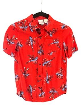 Marvel Red Spider-Man Short Sleeve Button-Down Shirt